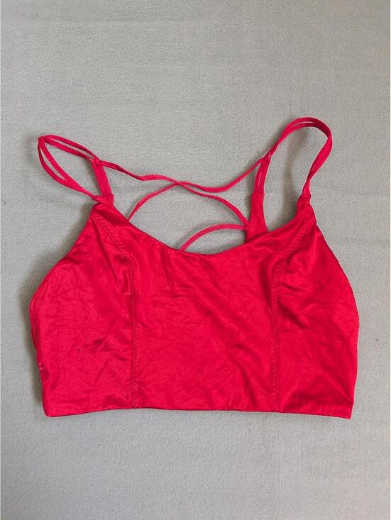 Victoria's Secret Other - Victoria's Secret Bralette Womens Large Red Satin Crossback Wireless Unpadded
